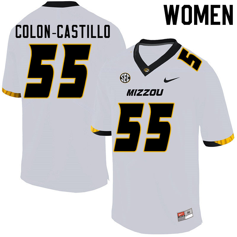 Women #55 Trystan Colon-Castillo Missouri Tigers College Football Jerseys Sale-White - Click Image to Close
